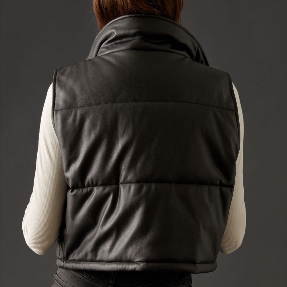 Anthropologie Faux Leather Crop Puffer Vest - Picture 4 of 12